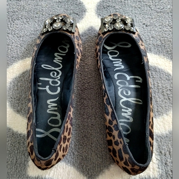 Sam Edelman "Caper" Jeweled Animal Print Ballet Flats - Picture 7 of 15